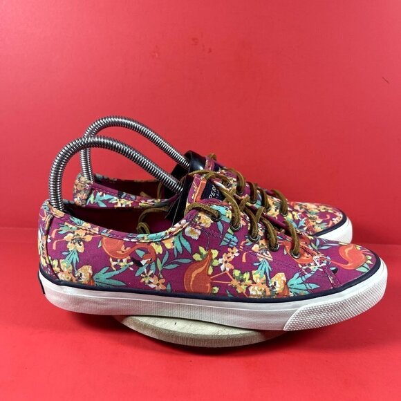 Sperry Top -Sider Women's Pink Floral Print Boat Shoe Size 8.5 - Picture 1 of 9